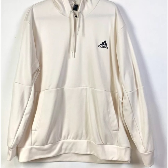 ✅Adidas Men's Game & Go Pullover Hoodie In Chalk White Size 2XL NWT Long Sleeves - Picture 3 of 11